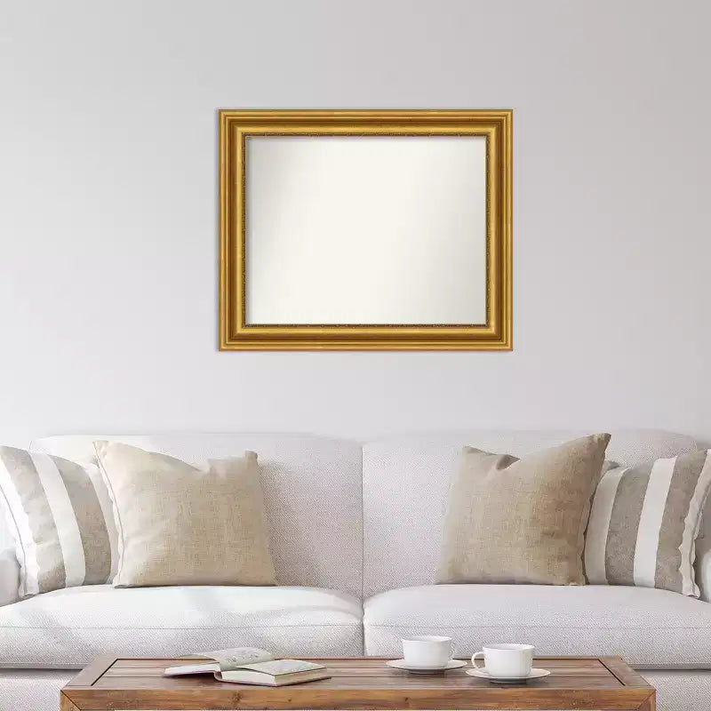 86.4 × 71.1 cm Non-Beveled Parlor Gold Wall Mirror – Modern Style