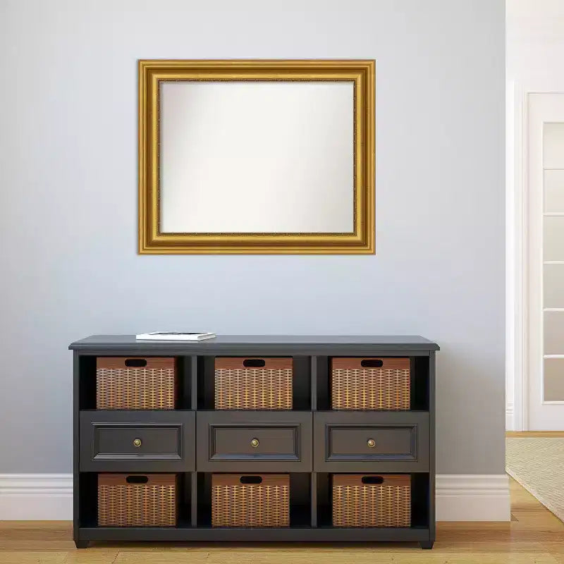 86.4 × 71.1 cm Non-Beveled Parlor Gold Wall Mirror – Modern Style