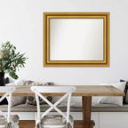 86.4 × 71.1 cm Non-Beveled Parlor Gold Wall Mirror – Modern Style