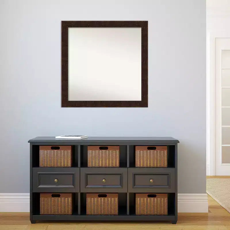 76.2 × 76.2 cm Non-Beveled William Mottled Bronze Narrow Square Bathroom Wall Mirror