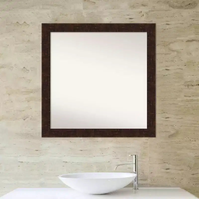 76.2 × 76.2 cm Non-Beveled William Mottled Bronze Narrow Square Bathroom Wall Mirror