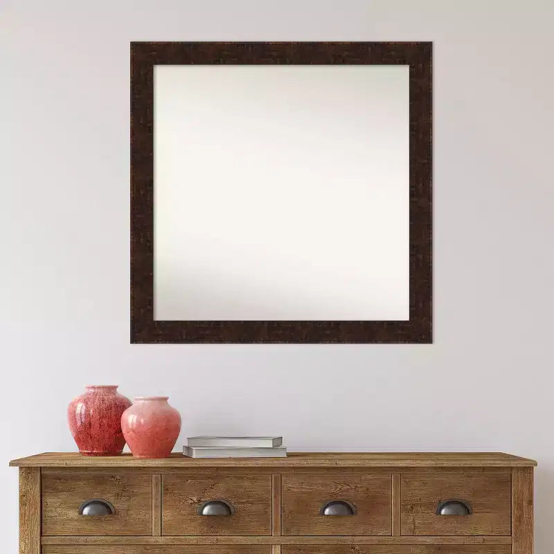 76.2 × 76.2 cm Non-Beveled William Mottled Bronze Narrow Square Bathroom Wall Mirror