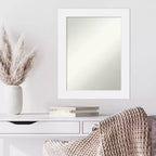 58.4 × 73.7 cm Non-Beveled White Wood Wall Mirror – Modern Rectangle