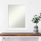 58.4 × 73.7 cm Non-Beveled White Wood Wall Mirror – Modern Rectangle