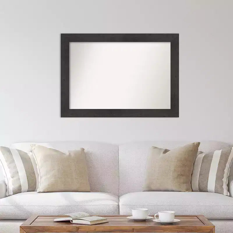 106.7 × 76.2 cm Non-Beveled Rustic Plank Espresso Wall Mirror
