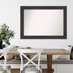 106.7 × 76.2 cm Non-Beveled Rustic Plank Espresso Wall Mirror