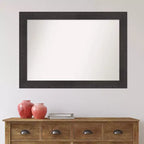 106.7 × 76.2 cm Non-Beveled Rustic Plank Espresso Wall Mirror