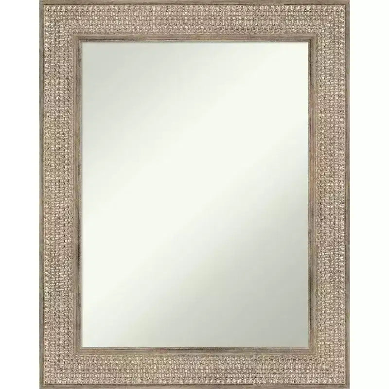 61.0 × 76.2 cm Non-Beveled Trellis Silver Wood Wall Mirror