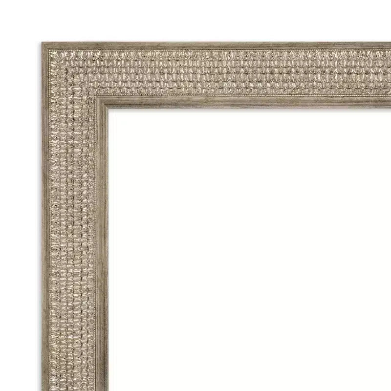 61.0 × 76.2 cm Non-Beveled Trellis Silver Wood Wall Mirror