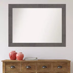 111.8 × 83.8 cm Non-Beveled Rustic Plank Gray Bathroom Wall Mirror – Wall Mounted