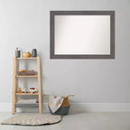 111.8 × 83.8 cm Non-Beveled Rustic Plank Gray Bathroom Wall Mirror – Wall Mounted