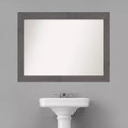 111.8 × 83.8 cm Non-Beveled Rustic Plank Gray Bathroom Wall Mirror – Wall Mounted