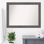 111.8 × 83.8 cm Non-Beveled Rustic Plank Gray Bathroom Wall Mirror – Wall Mounted