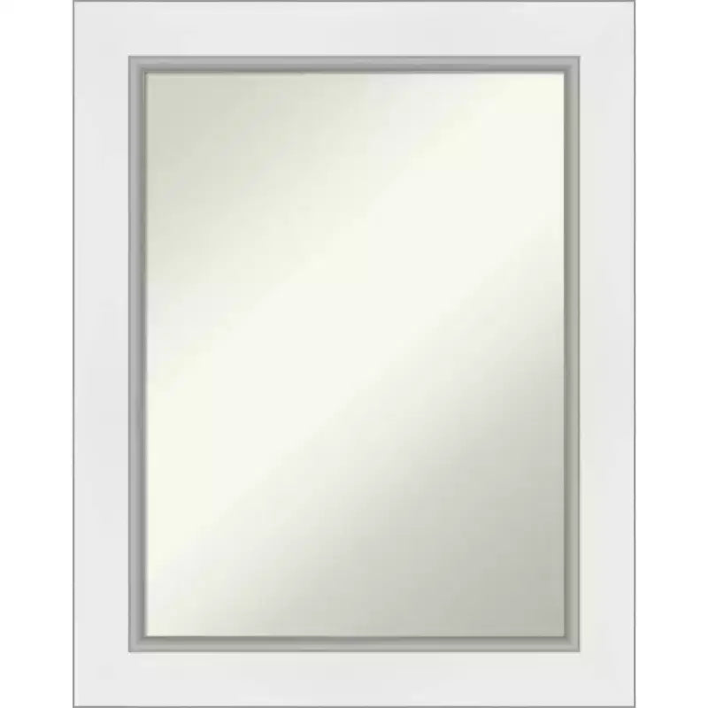 61.0 × 76.2 cm Non-Beveled Eva White Silver Wall Mirror -: Modern Rectangular Decor, Includes Mounting Hardware