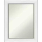 61.0 × 76.2 cm Non-Beveled Eva White Silver Wall Mirror -: Modern Rectangular Decor, Includes Mounting Hardware