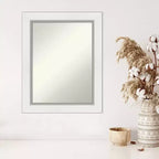 61.0 × 76.2 cm Non-Beveled Eva White Silver Wall Mirror – Modern Rectangular