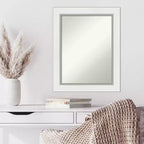 61.0 × 76.2 cm Non-Beveled Eva White Silver Wall Mirror – Modern Rectangular