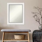 61.0 × 76.2 cm Non-Beveled Eva White Silver Wall Mirror – Modern Rectangular