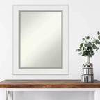 61.0 × 76.2 cm Non-Beveled Eva White Silver Wall Mirror – Modern Rectangular