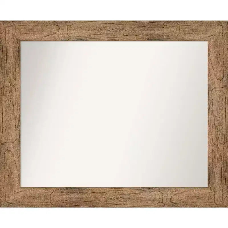 86.4 × 71.1 cm Non-Beveled Owl Brown Wood Wall Mirror -: Modern Style, Rectangular, Includes Mount Hardware