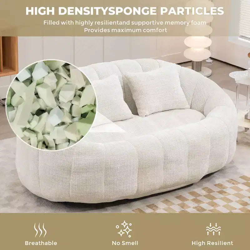MAYEERTY Divano a sacco Beige Chenille con schienale alto per adulti e bambini da interno ed esterno