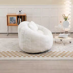 MAYEERTY Divano a sacco Beige Chenille con schienale alto per adulti e bambini da interno ed esterno
