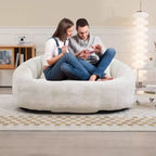 MAYEERTY Divano a sacco Beige Chenille con schienale alto per adulti e bambini da interno ed esterno