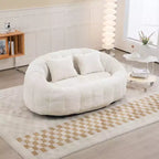 MAYEERTY Divano a sacco Beige Chenille con schienale alto per adulti e bambini da interno ed esterno