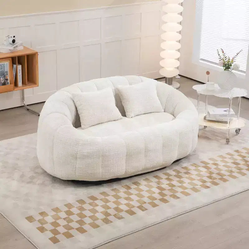 MAYEERTY Divano a sacco Beige Chenille con schienale alto per adulti e bambini da interno ed esterno