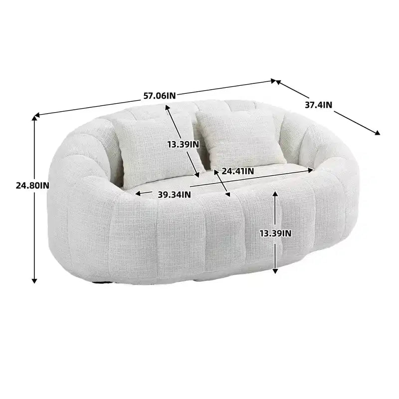 MAYEERTY Divano a sacco Beige Chenille con schienale alto per adulti e bambini da interno ed esterno