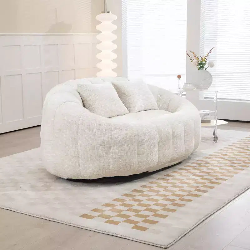 MAYEERTY Divano a sacco Beige Chenille con schienale alto per adulti e bambini da interno ed esterno