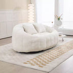 MAYEERTY Divano a sacco Beige Chenille con schienale alto per adulti e bambini da interno ed esterno