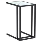 vidaXL Side Table White marble Tempered glass, iron 19.7 x 13.8 x 25.6 in