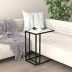 vidaXL Tavolino da salotto marmo bianco Vetro temperato, ferro 50x35x65 cm