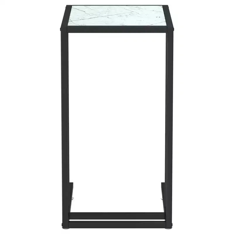 vidaXL Tavolino da salotto marmo bianco Vetro temperato, ferro 50x35x65 cm