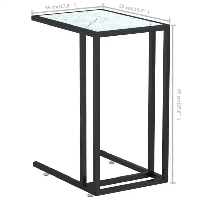vidaXL Tavolino da salotto marmo bianco Vetro temperato, ferro 50x35x65 cm