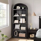 GustoWave 5 Shelf Arched Bookshelf ,71.65in Tall Bookcase,Farmhouse Display Storage Rack,Black