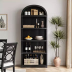GustoWave Libreria ad arco a 5 ripiani, libreria alta 182 cm, scaffale espositivo da fattoria, nero