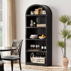 GustoWave Libreria ad arco a 5 ripiani, libreria alta 182 cm, scaffale espositivo da fattoria, nero