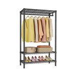 Clothes Rack,Heavy Duty Garment Rack with Shelves with 2 Shelves And 1 Hang Rod,Metal Freestanding Closet Organizer for Suits, Coats, Long Skirts