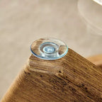 Tavolino da Caffè Rotondo Moderno in Vetro Okak, Tavolino da Tè Piccolo dal Design Distintivo con Gambe in Legno per Soggiorno, Reception, Ufficio, Casali