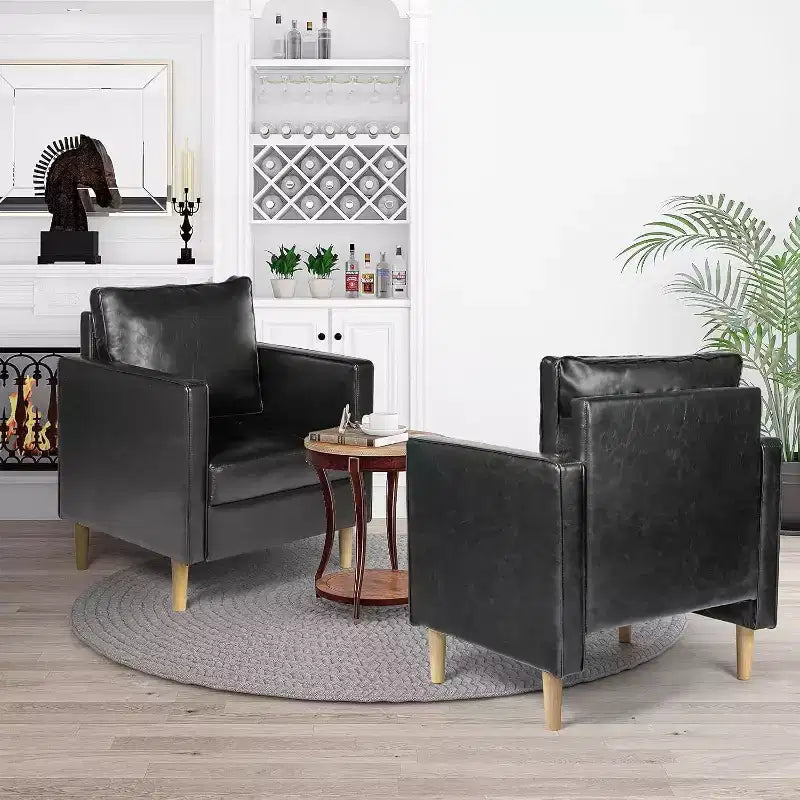 TYBOATLE Sedia Comoda in Lino con Braccioli Rotondi per Soggiorno, Poltrona Relax da Lettura con Schienale Alto per Soggiorno Camera da Letto Sala d'Attesa, Nera