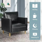 TYBOATLE Sedia Comoda in Lino con Braccioli Rotondi per Soggiorno, Poltrona Relax da Lettura con Schienale Alto per Soggiorno Camera da Letto Sala d'Attesa, Nera