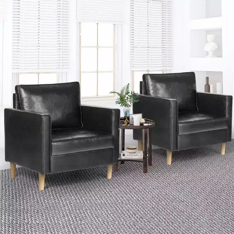 TYBOATLE Sedia Comoda in Lino con Braccioli Rotondi per Soggiorno, Poltrona Relax da Lettura con Schienale Alto per Soggiorno Camera da Letto Sala d'Attesa, Nera