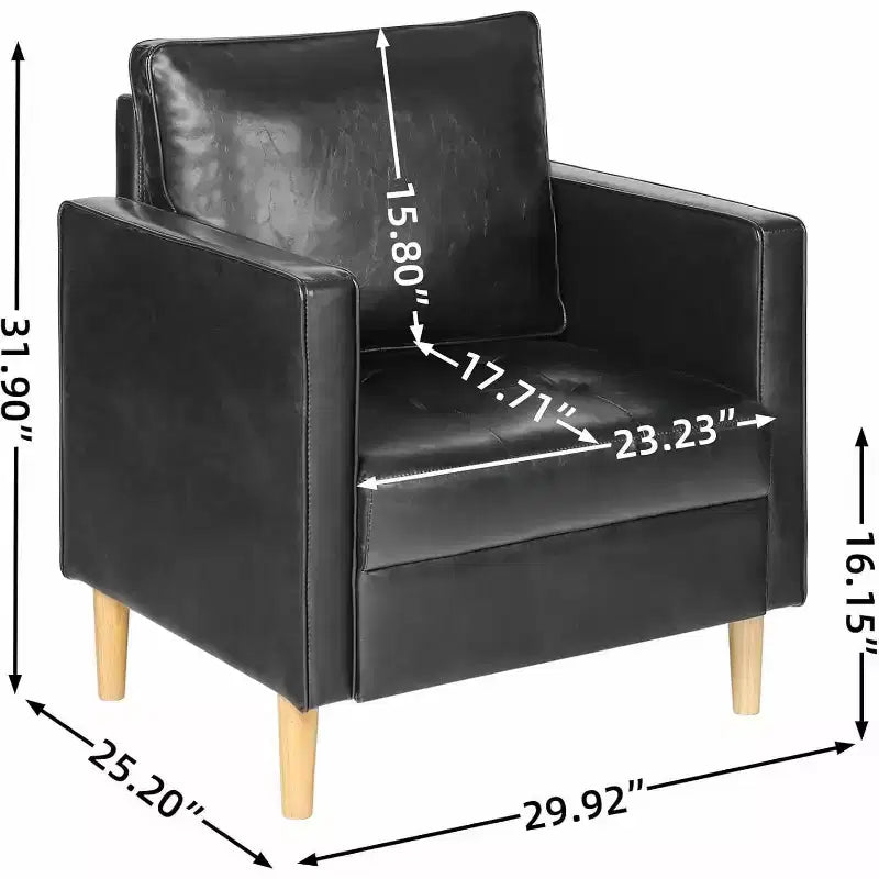 TYBOATLE Sedia Comoda in Lino con Braccioli Rotondi per Soggiorno, Poltrona Relax da Lettura con Schienale Alto per Soggiorno Camera da Letto Sala d'Attesa, Nera