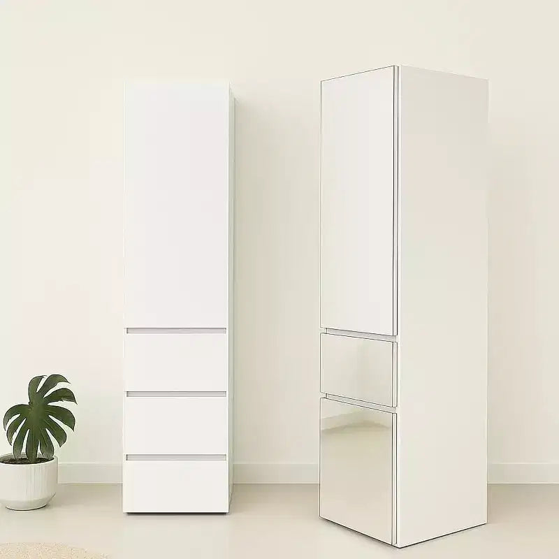 HomeStock 70,9 pollici H x 17,72 pollici L Sistema di armadi in composito di legno bianco per archiviazione universale con contenitori