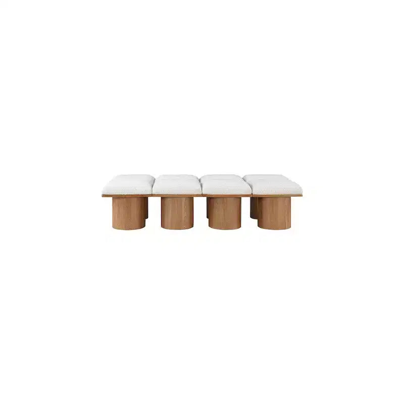 Meridian Furniture, Panca in tessuto bouclé crema Pavilion