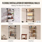 Scaffale Industriale VEVOR, a 3 Livelli 24x7,87 pollici, Mensola a Muro Flottante in Legno Rustico con Staffe, Espositore Libreria, Portaoggetti, Nero