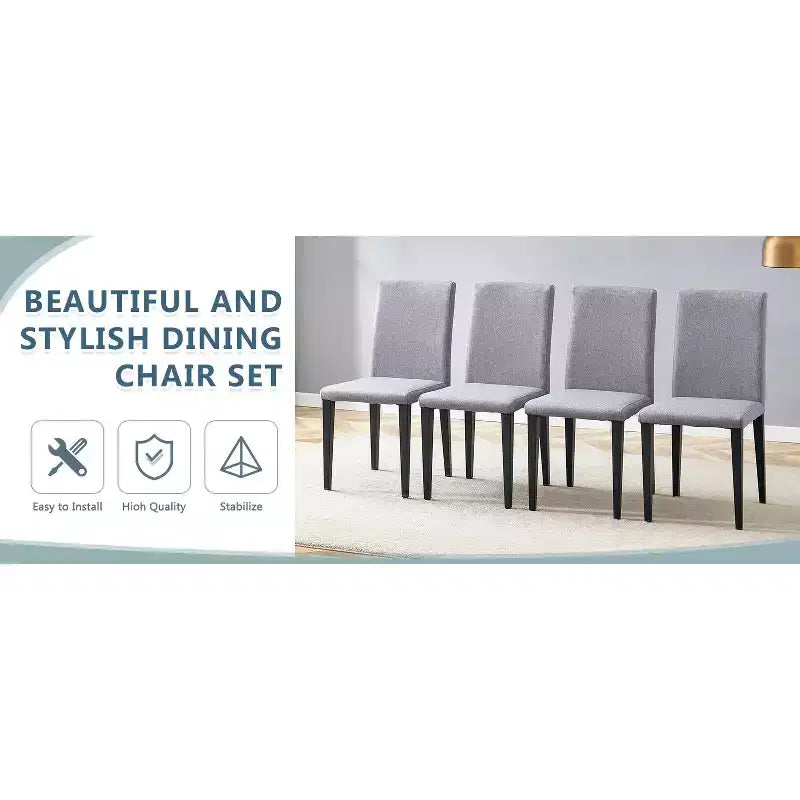 MAYEERTY Set di 4 Sedie da Pranzo in Lino Cotone Grigio Chiaro, Seduta Versatile e Confortevole
