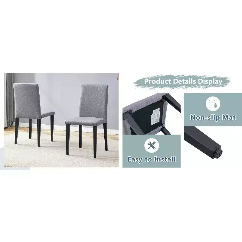MAYEERTY Set di 4 Sedie da Pranzo in Lino Cotone Grigio Chiaro, Seduta Versatile e Confortevole